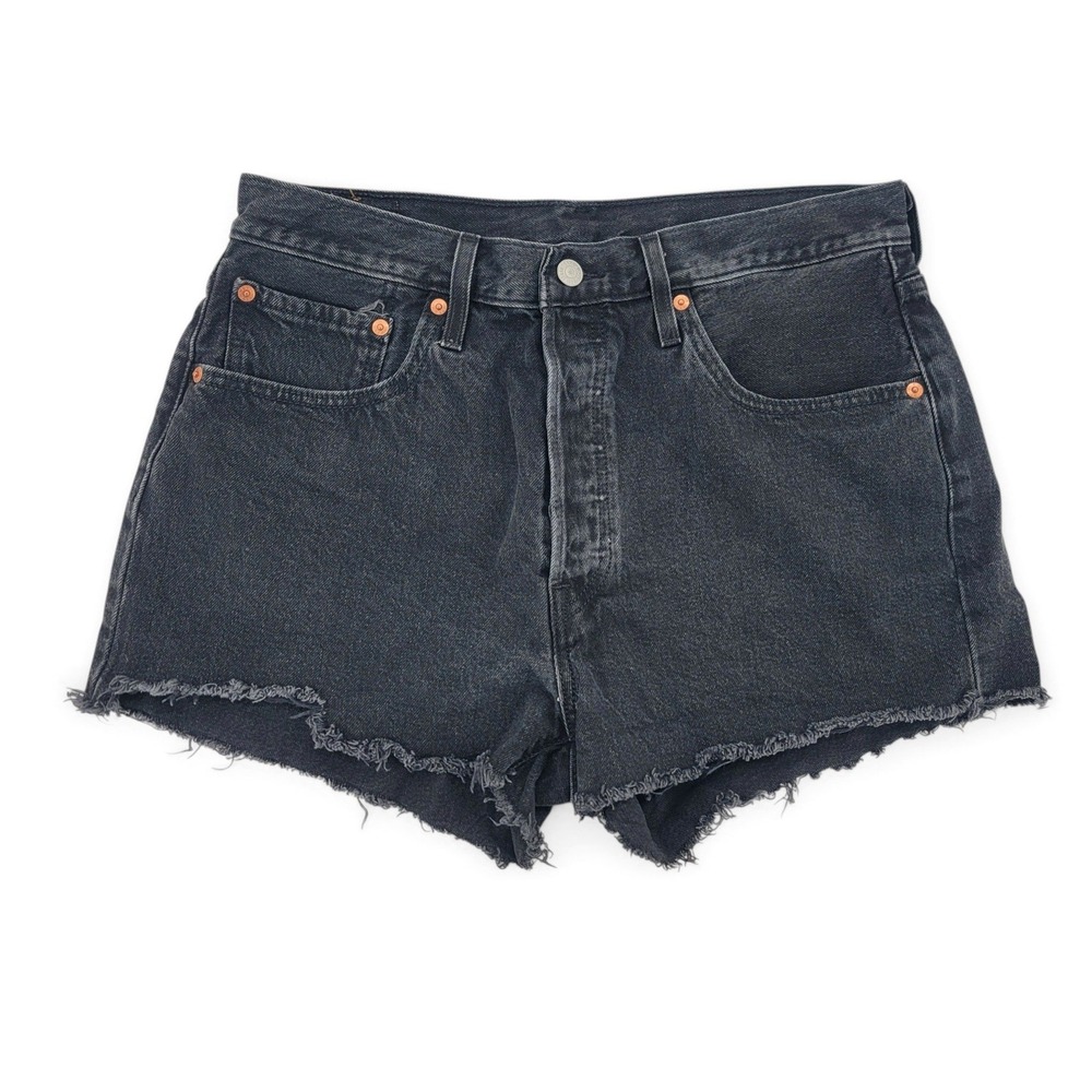 Levi's 501 Womens‎ 31 Black Denim Cut Off Shorts Frayed Festival Grunge Y2K